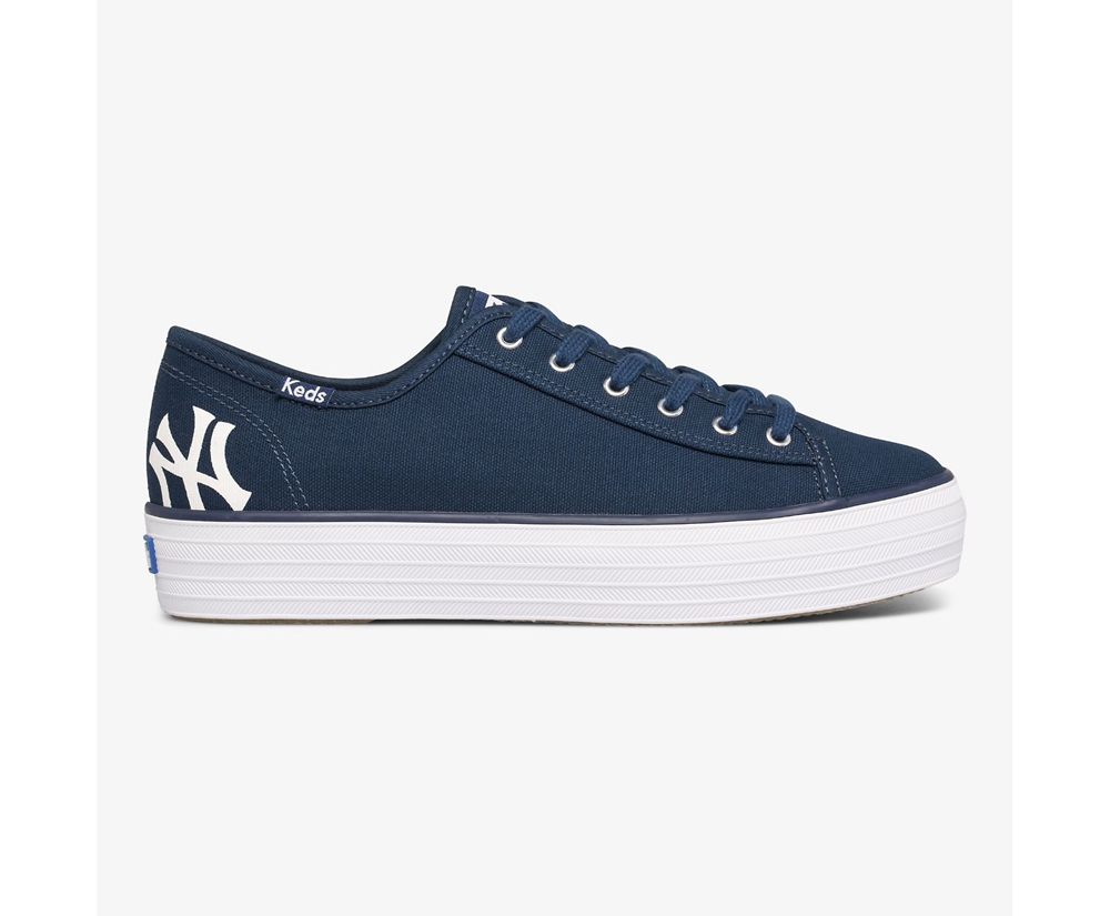 Basket Keds Femme Bleu Marine - Triple Kick Mlb® - 813-FWBJQK